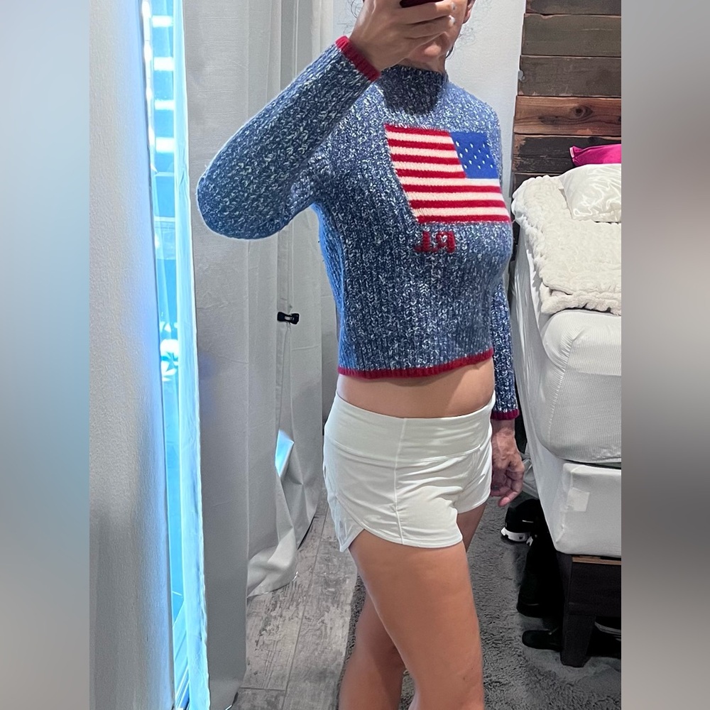 Polo Ralph Lauren USA Flag Patriotic Wool Knit Womens Sweater Med Vintage - Picture 10 of 16
